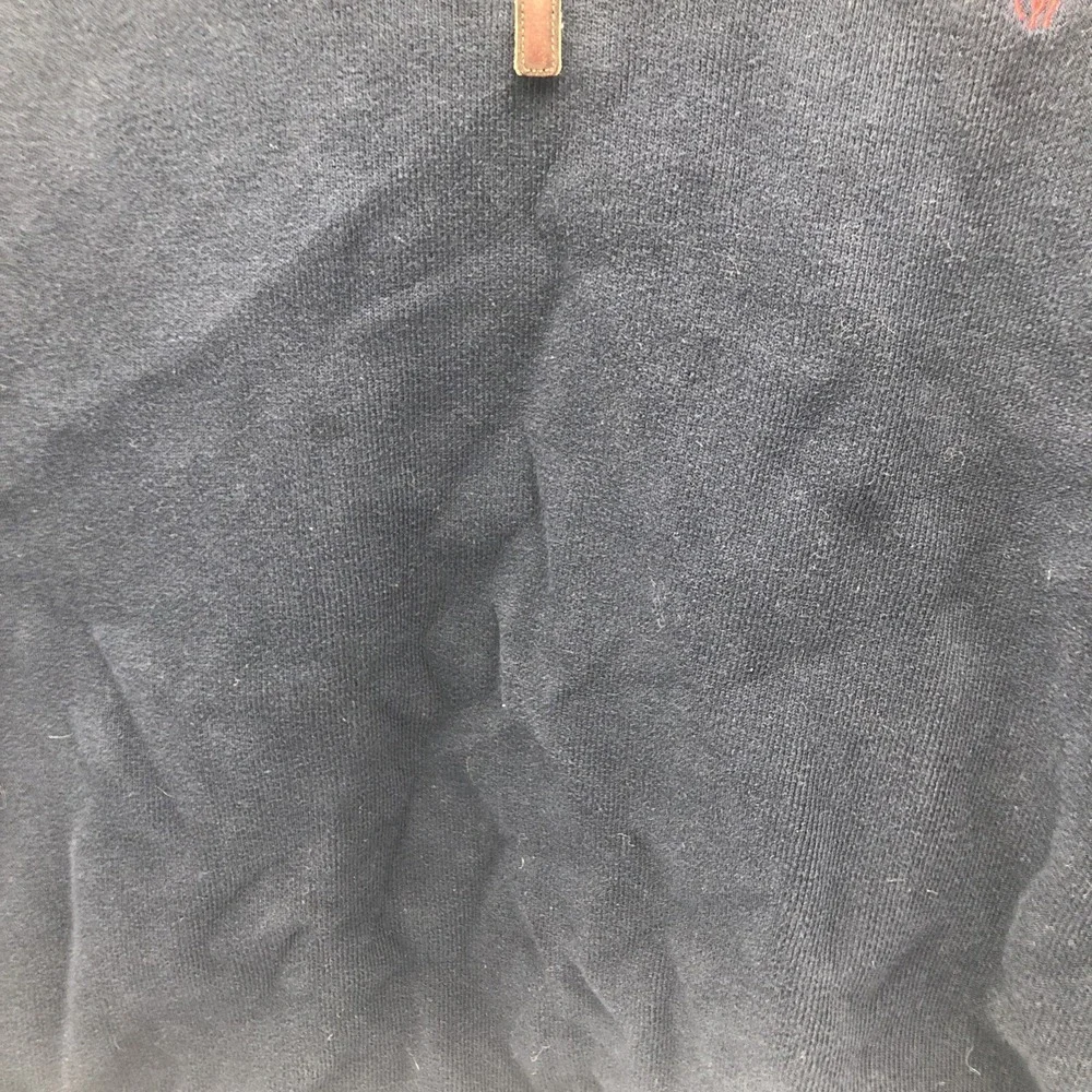 Polo By Ralph Lauren Quarter Zipper Sweater Thick Warm Cotton Navy Blue Red Logo